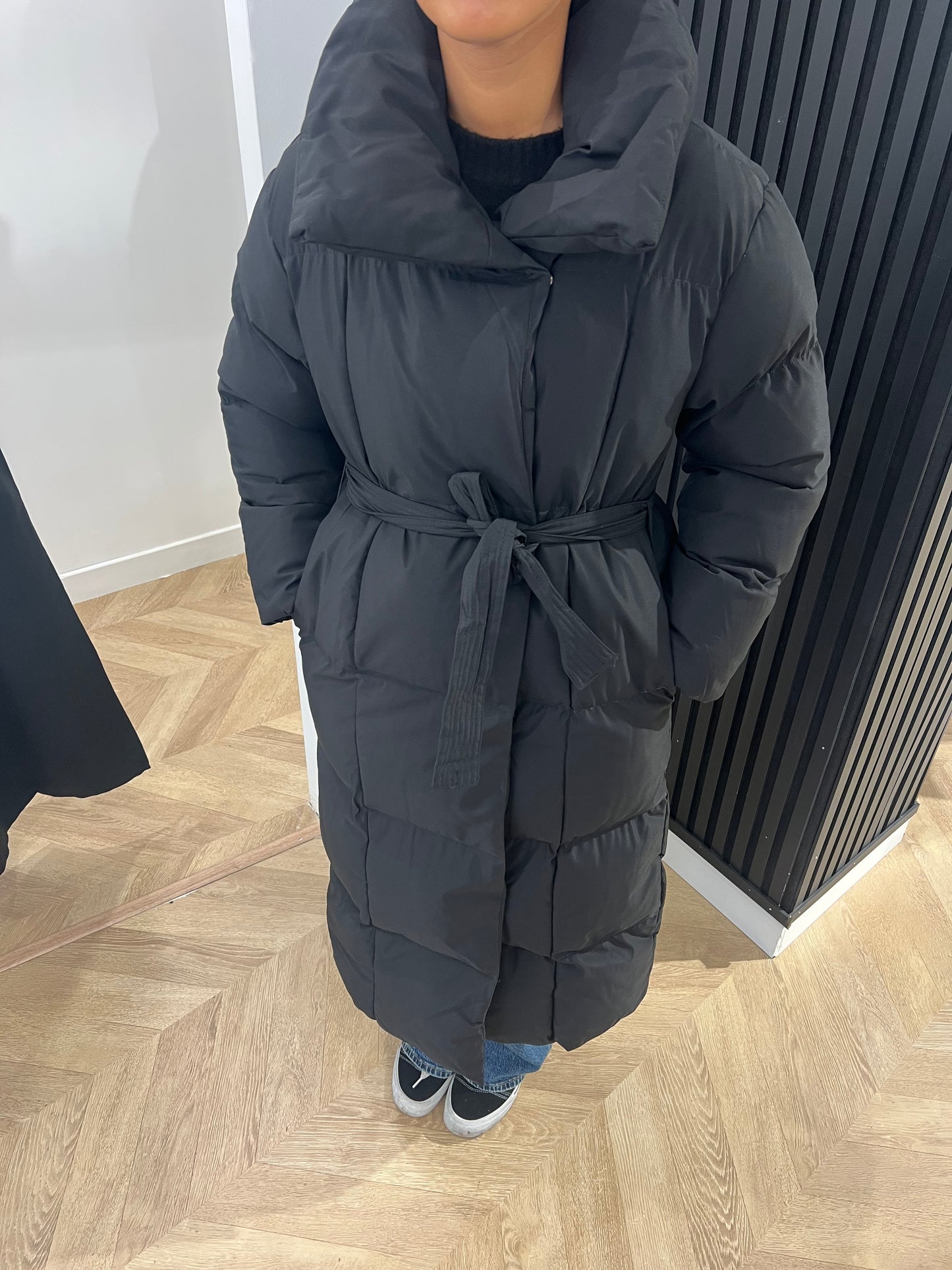 Doudoune longue noir sans capuche