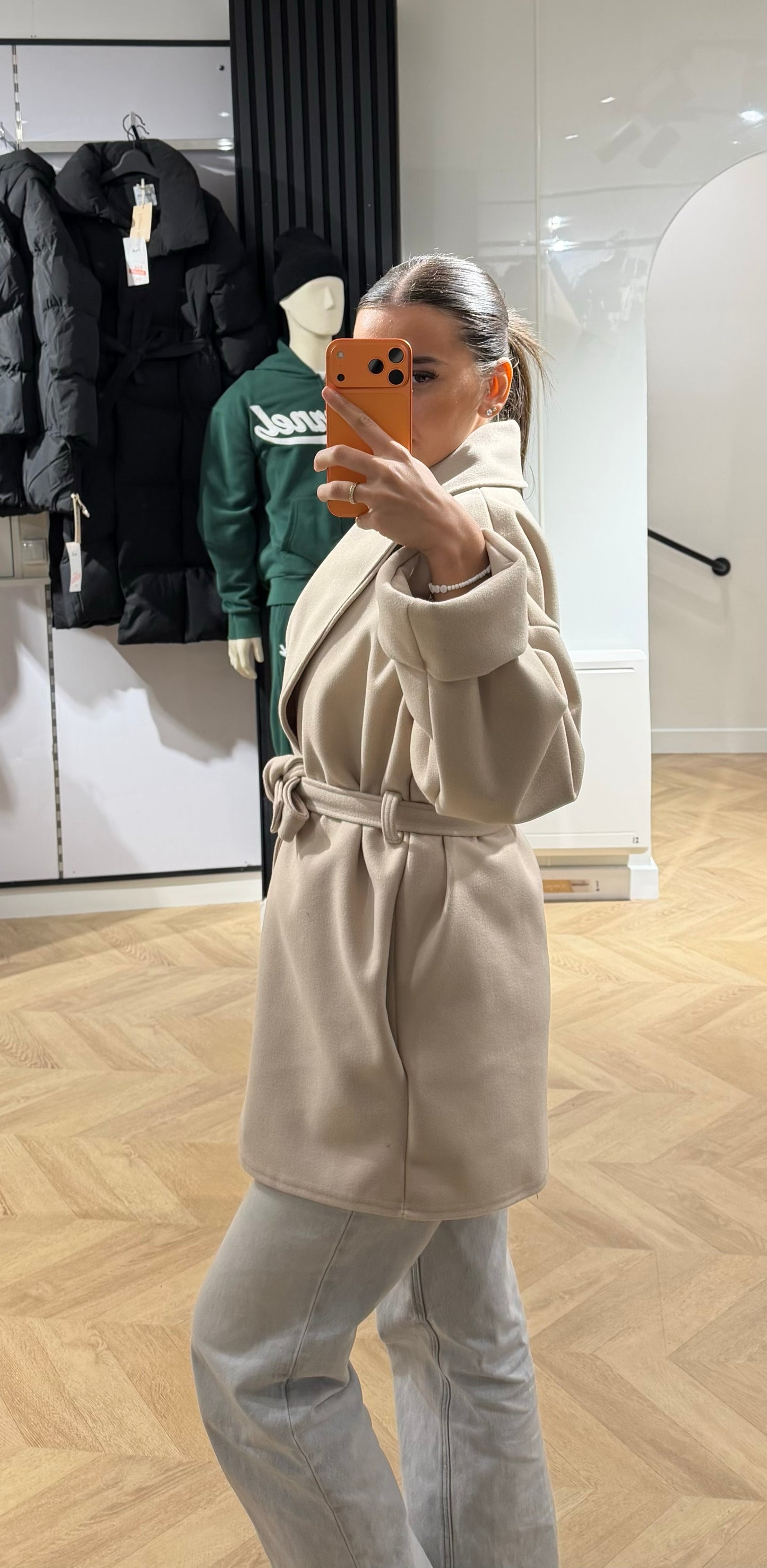 Trench mi long beige