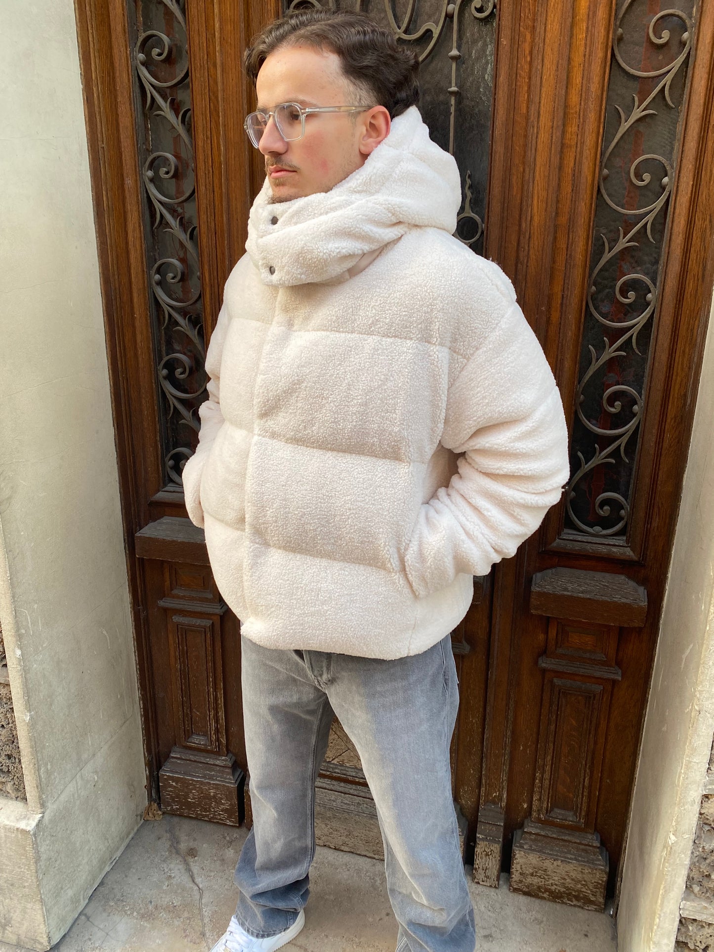 Doudoune laine beige