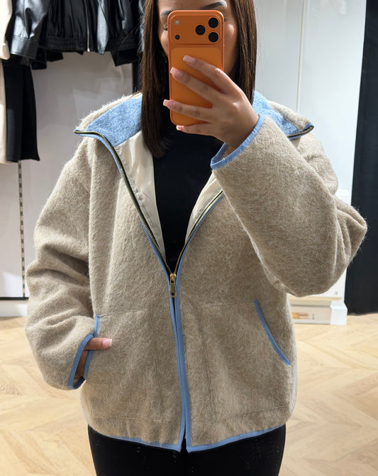 Veste moumoute crème blue