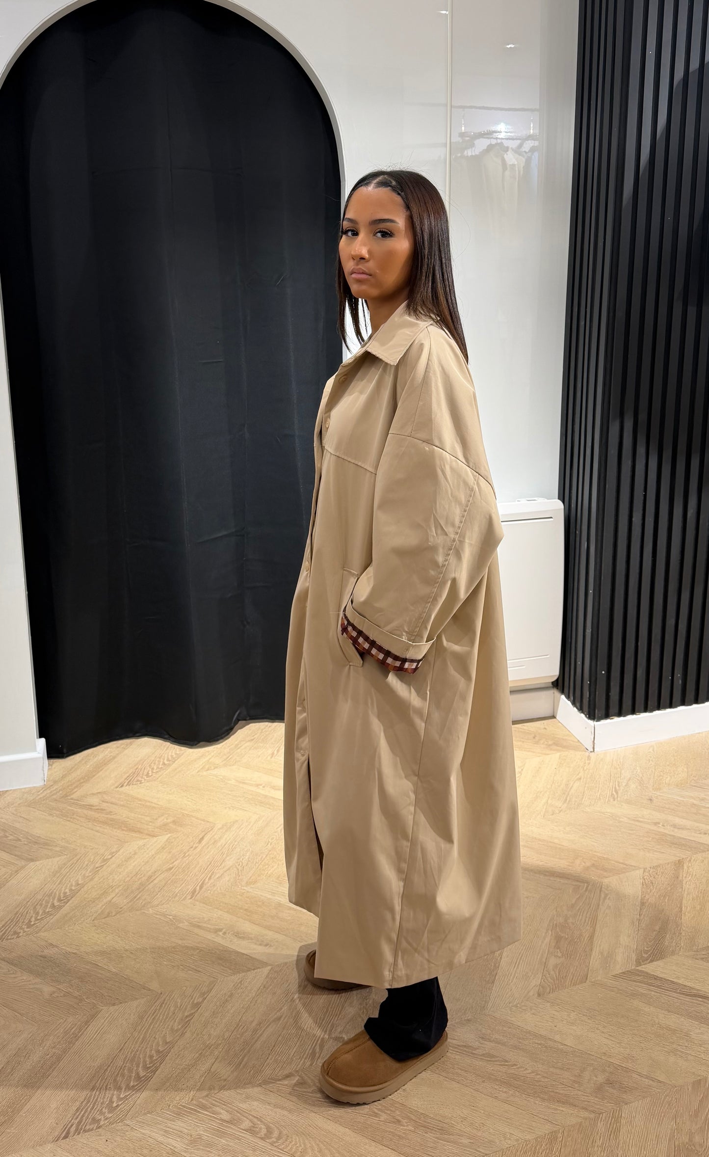 Veste longue beige