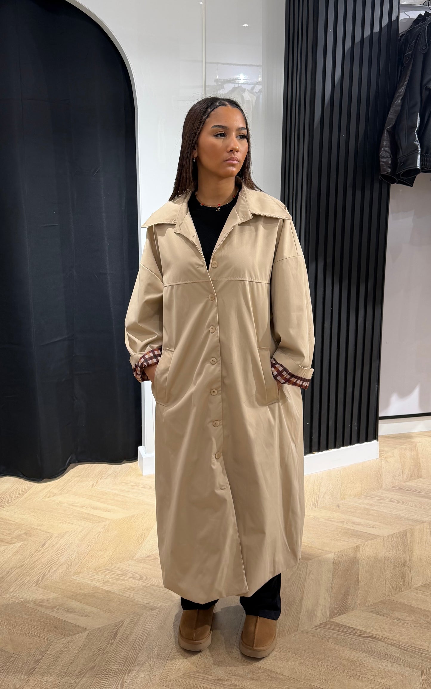 Veste longue beige