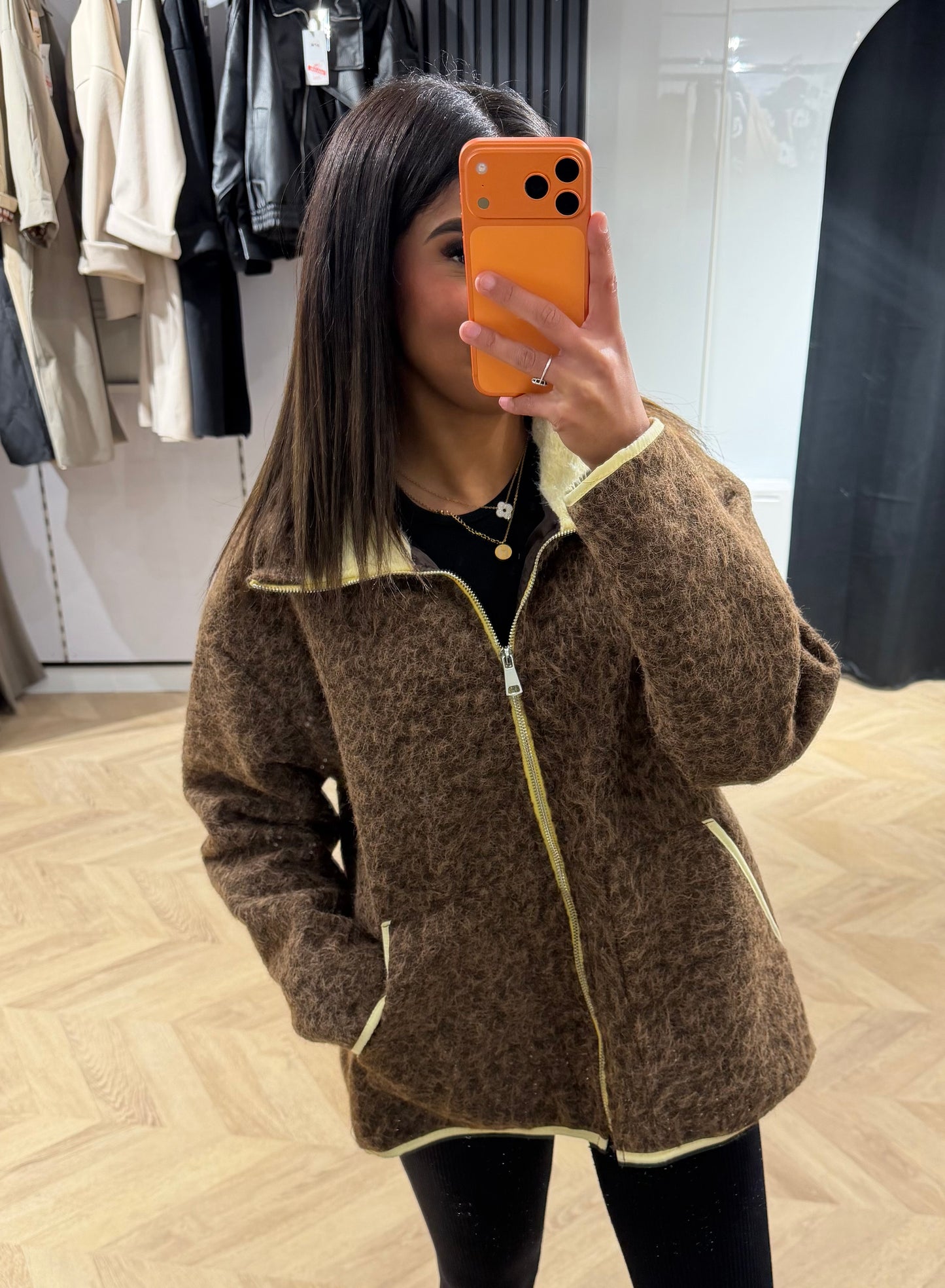 Veste moumoute chocolat