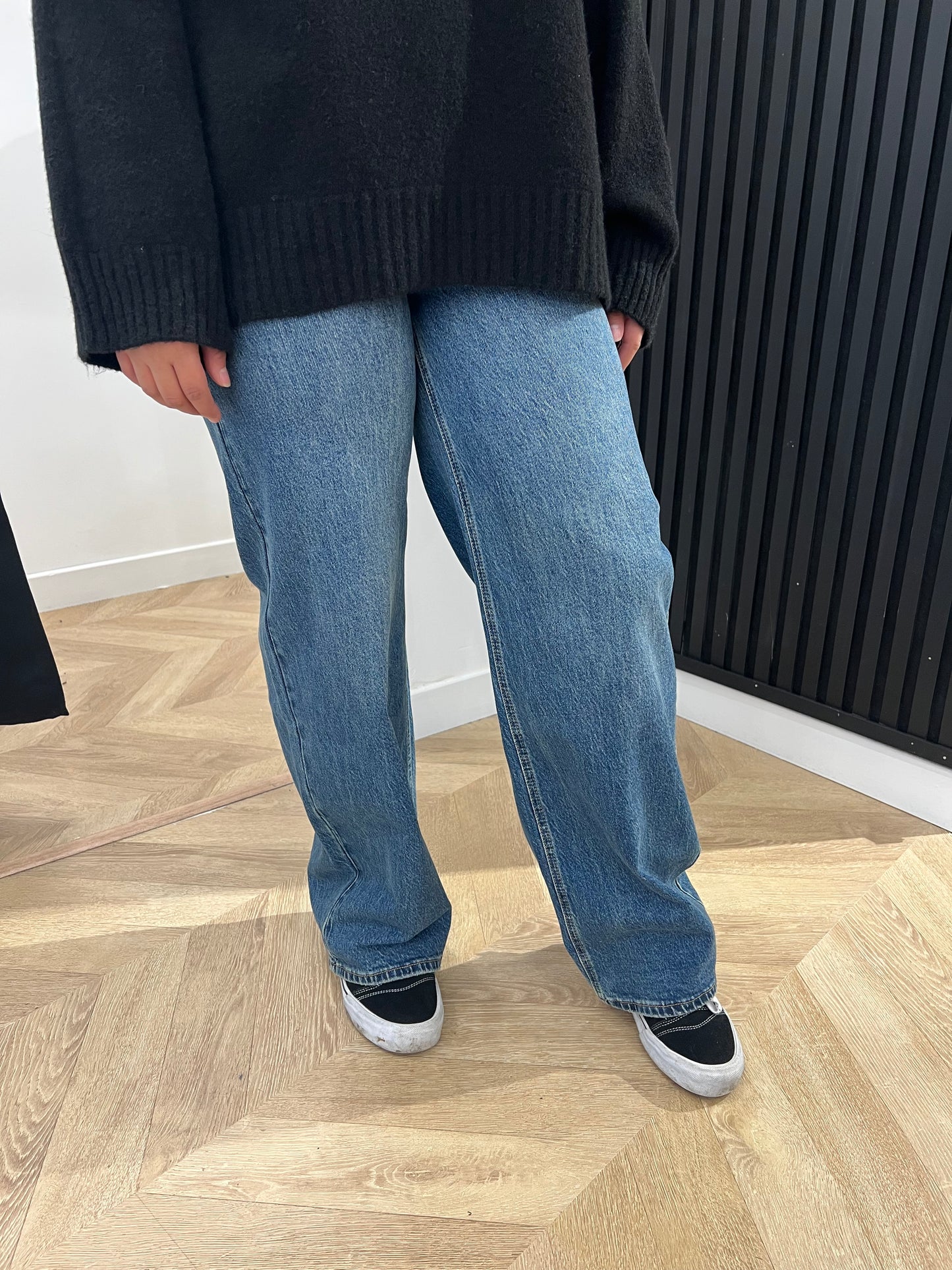 Jeans bleu double bouton