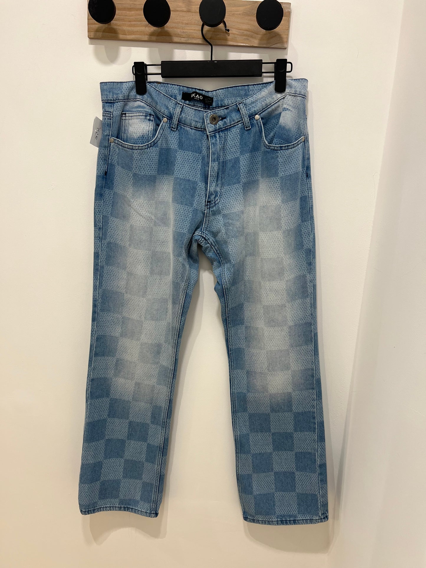 Jeans bleu damier