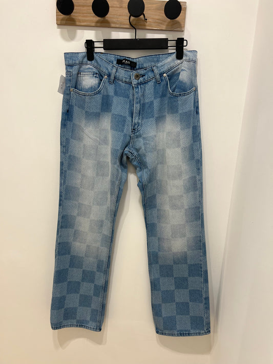 Jeans bleu damier