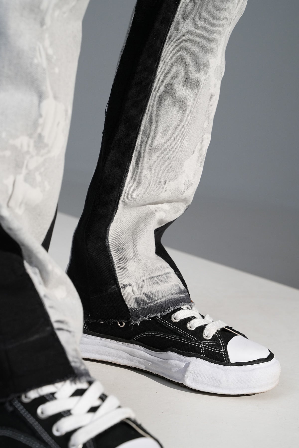 Jeans flare pocket gris