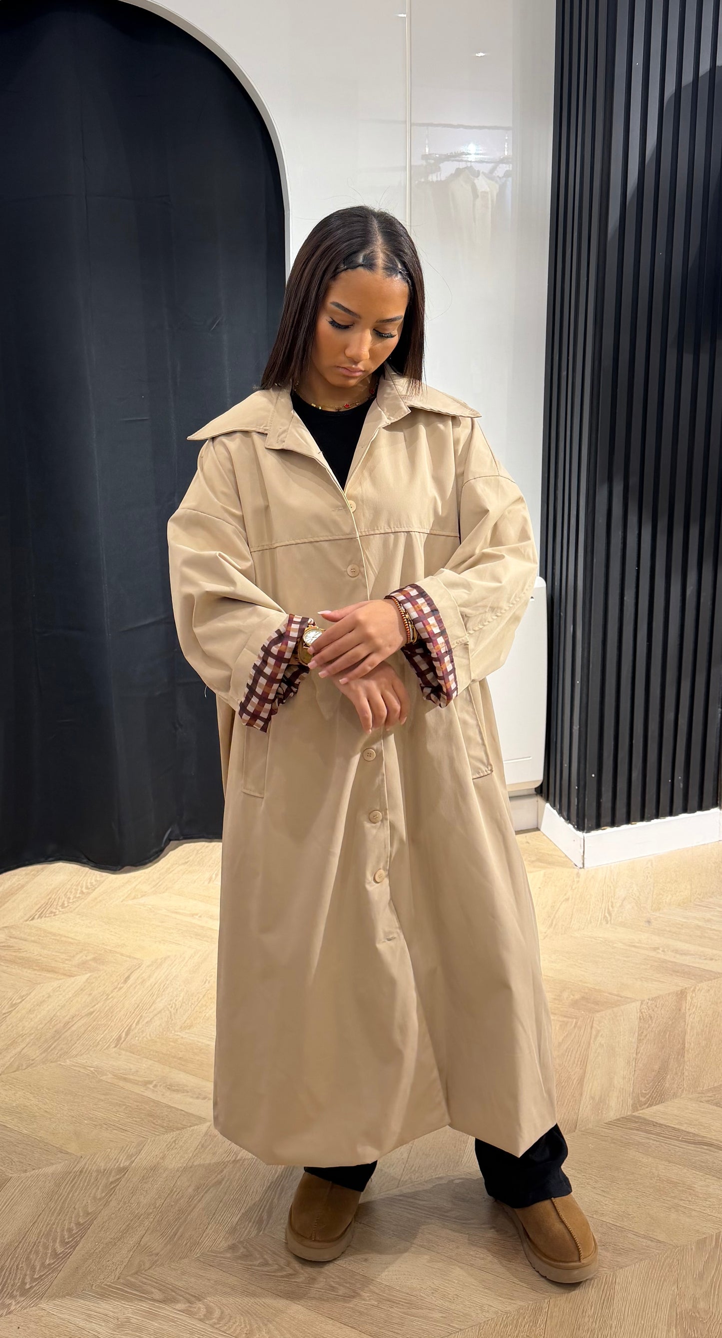 Veste longue beige