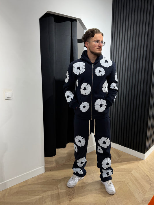 Ensemble flowers bleu marine