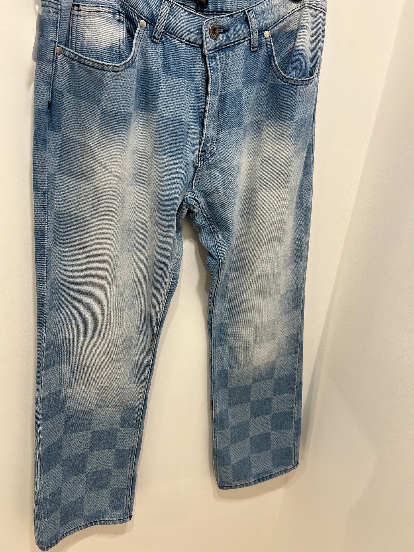 Jeans bleu damier
