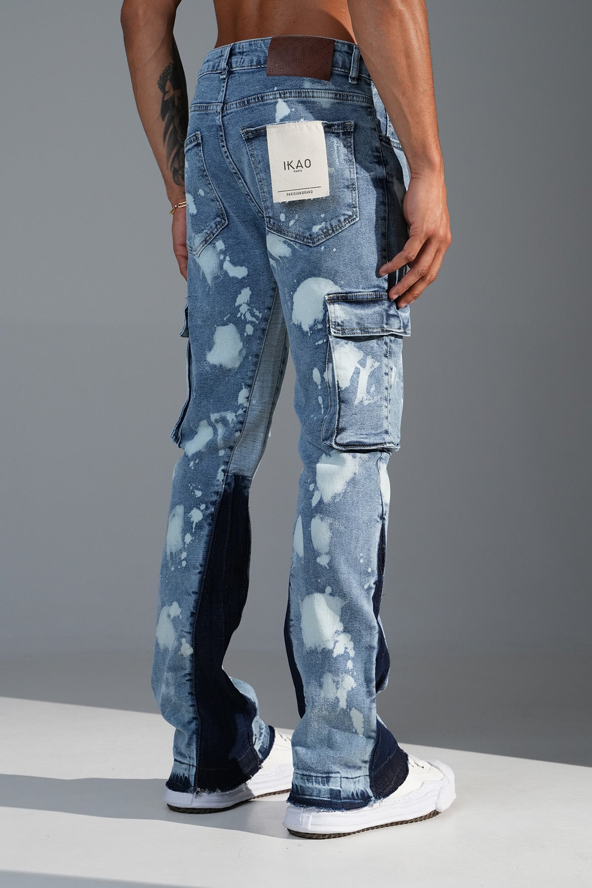 Jeans flare pocket bleu