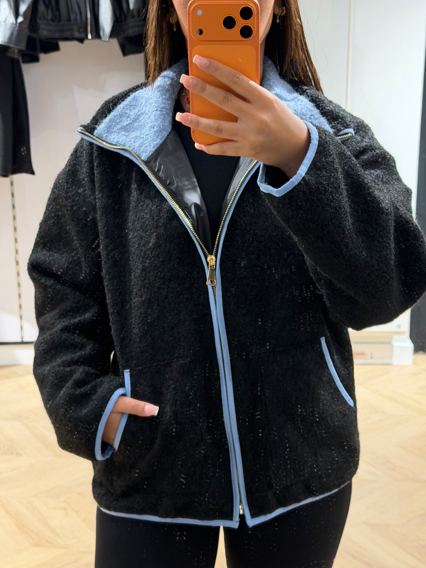 Veste moumoute noir blue