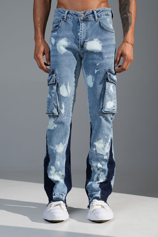 Jeans flare pocket bleu