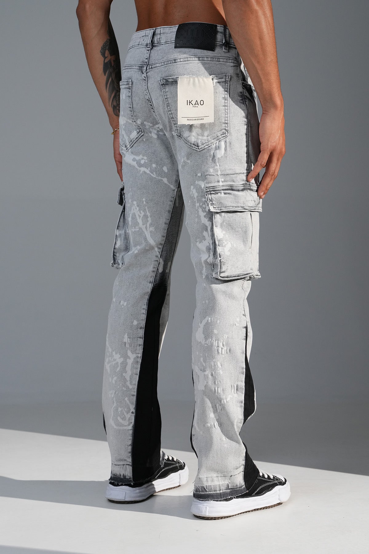 Jeans flare pocket gris