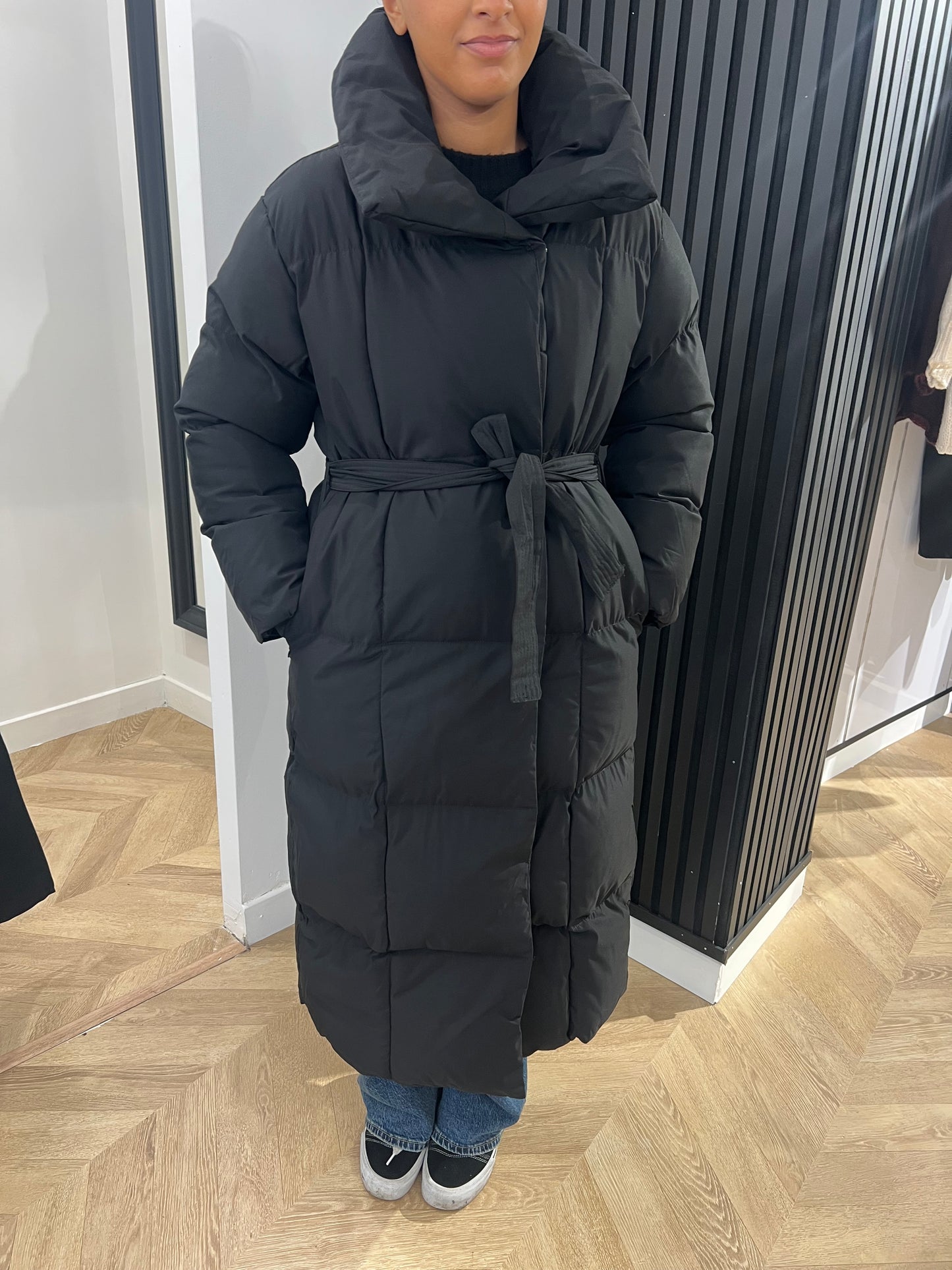 Doudoune longue noir sans capuche