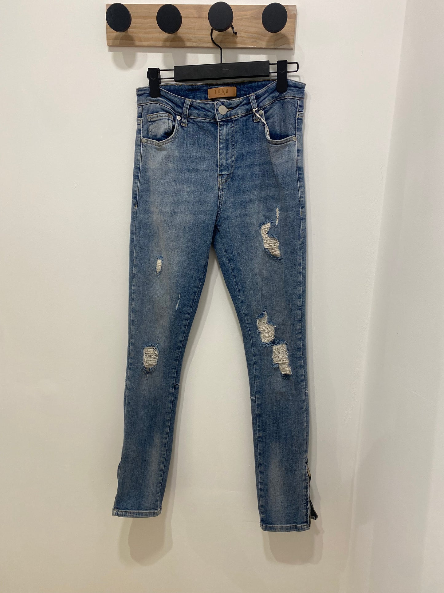 Jeans bleu à zip