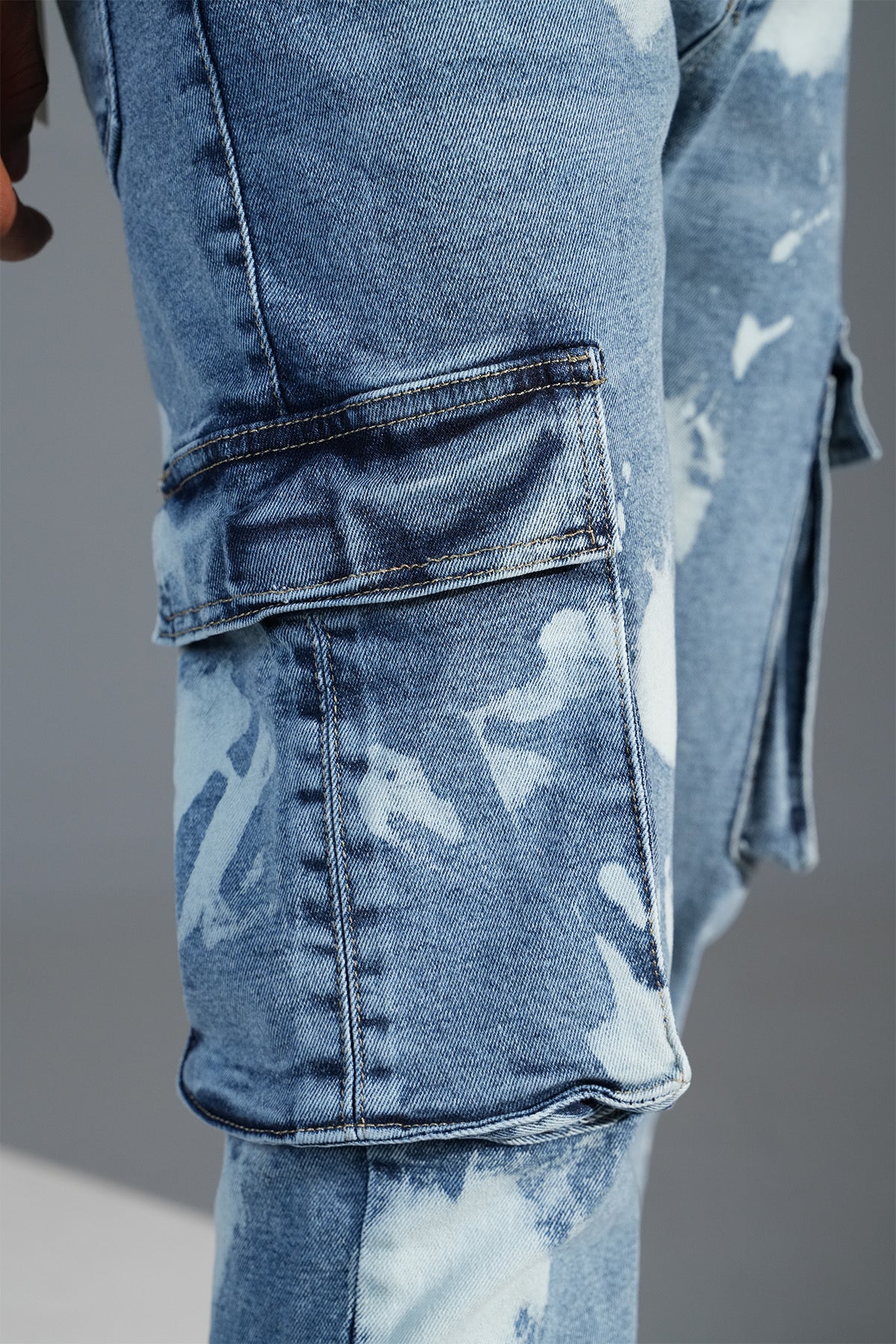 Jeans flare pocket bleu