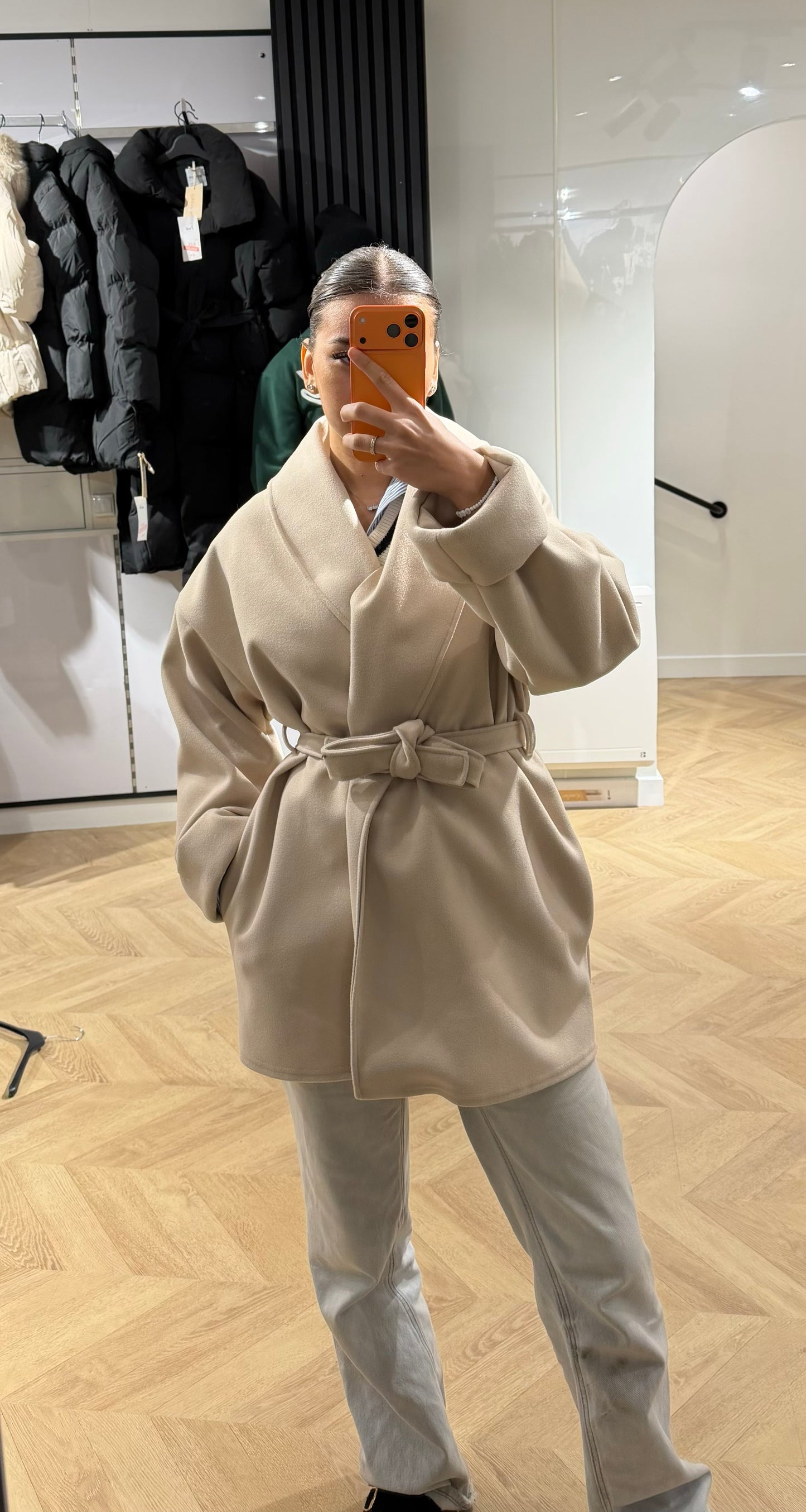 Trench mi long beige
