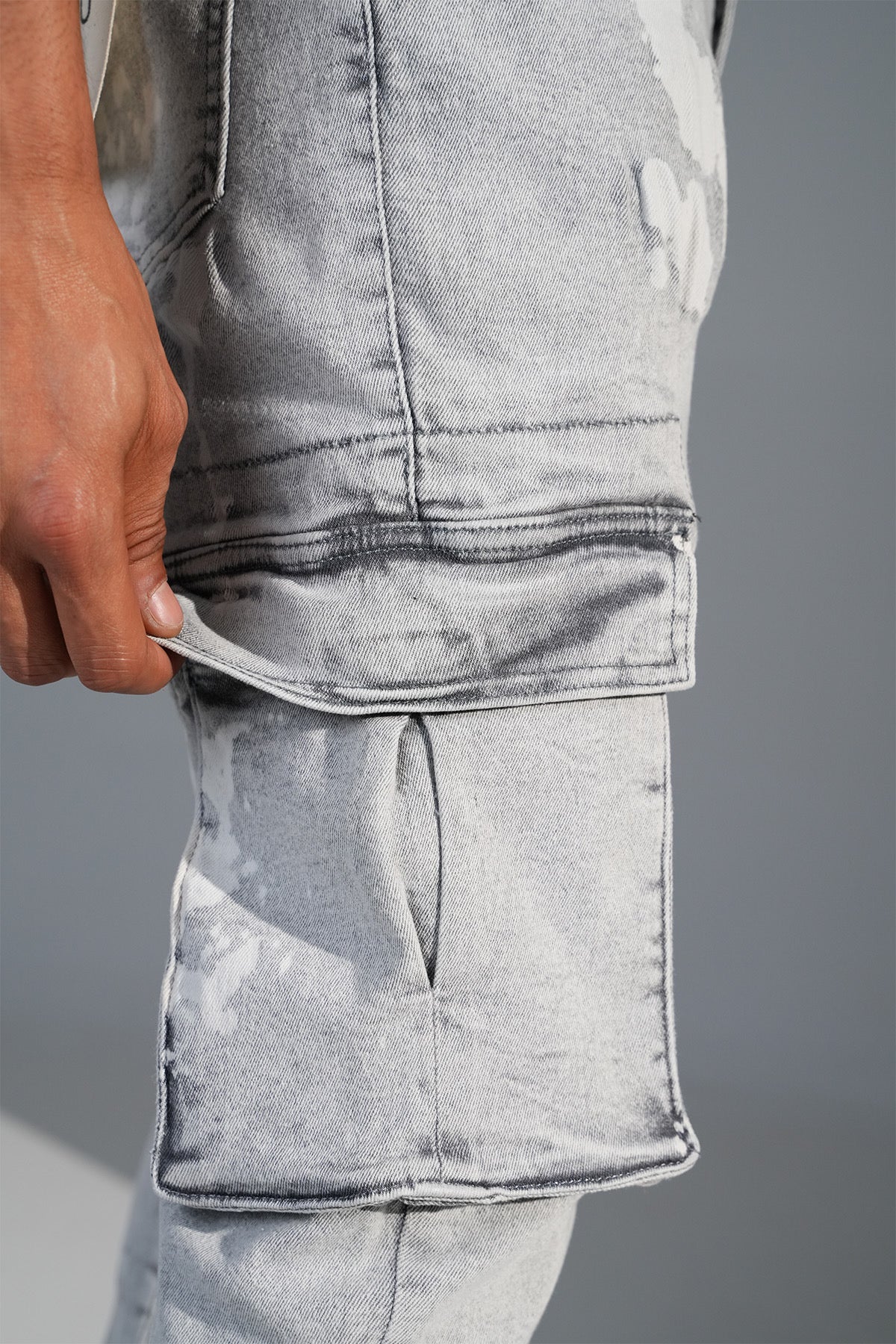 Jeans flare pocket gris