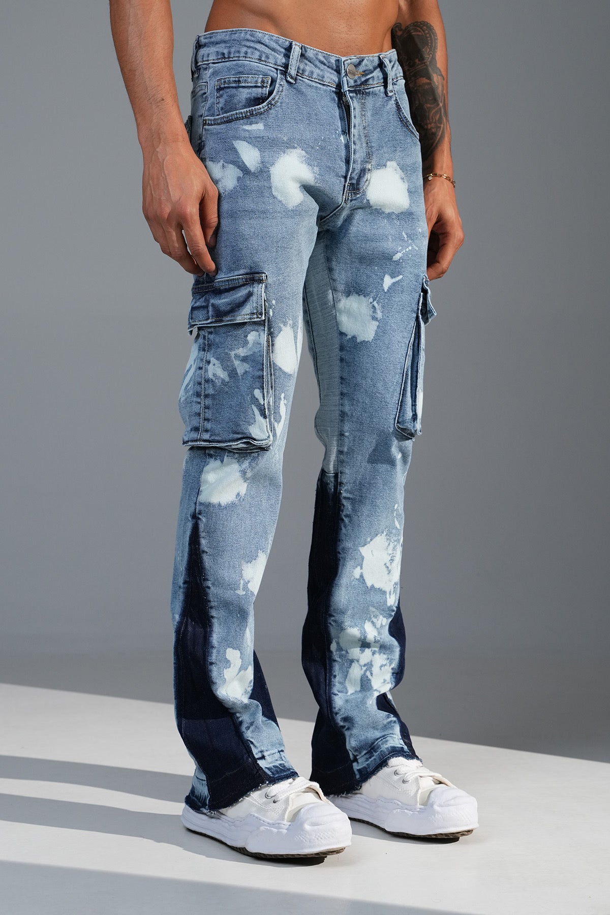 Jeans flare pocket bleu