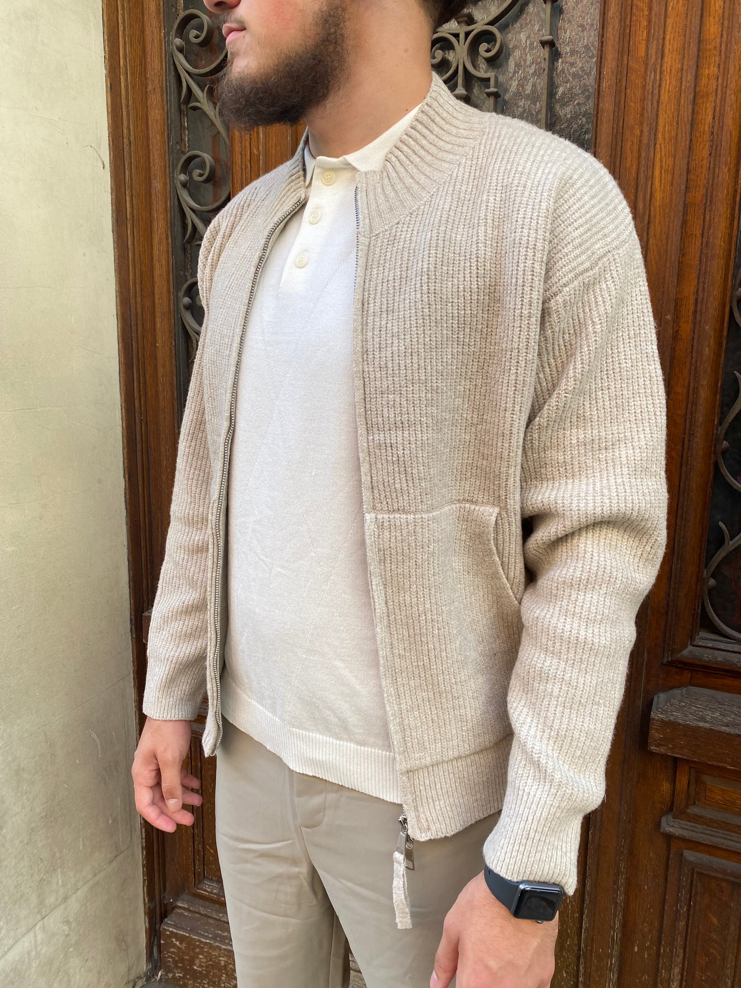 Veste en laine beige