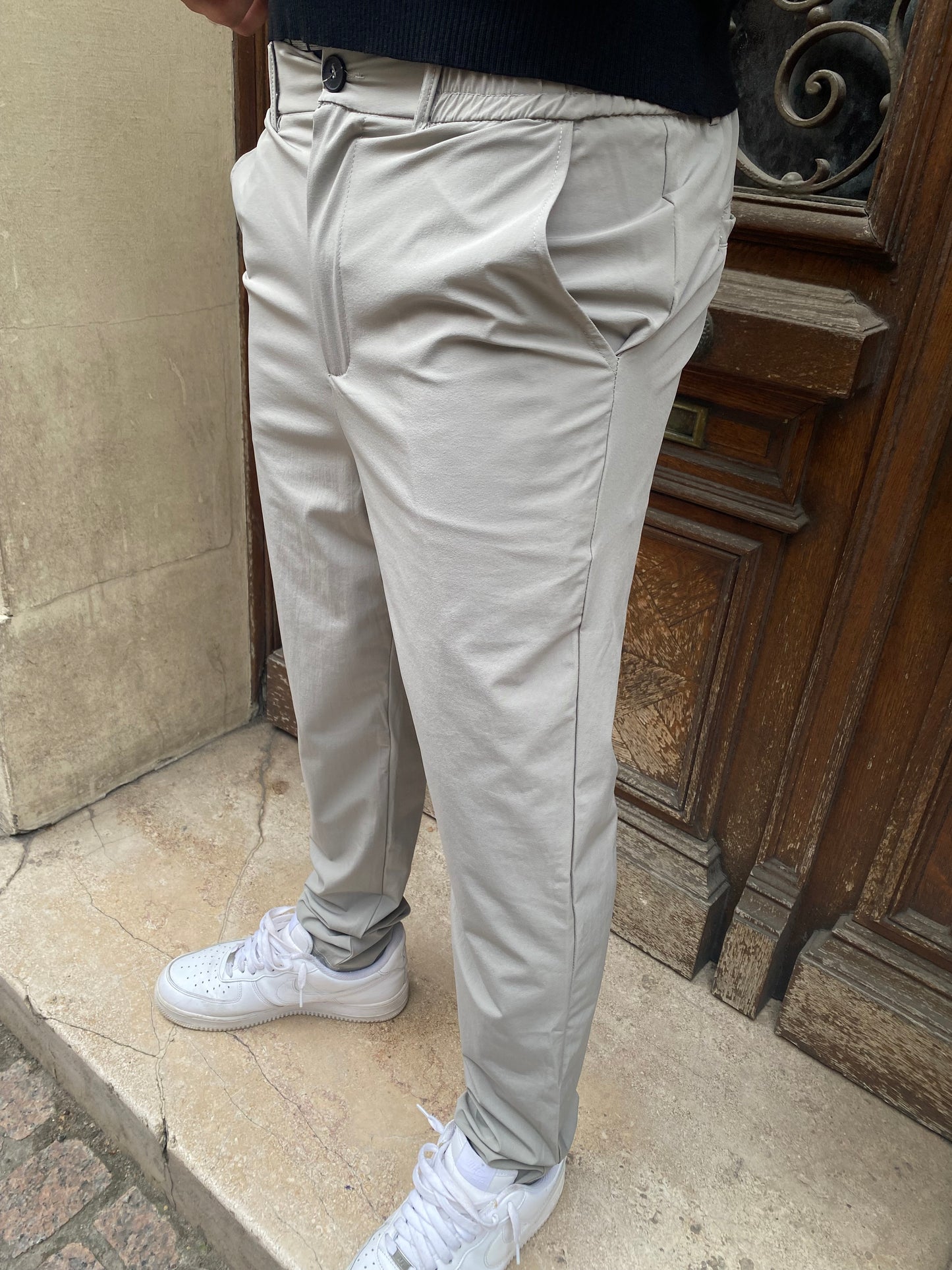 Pantalon à pince gris clair