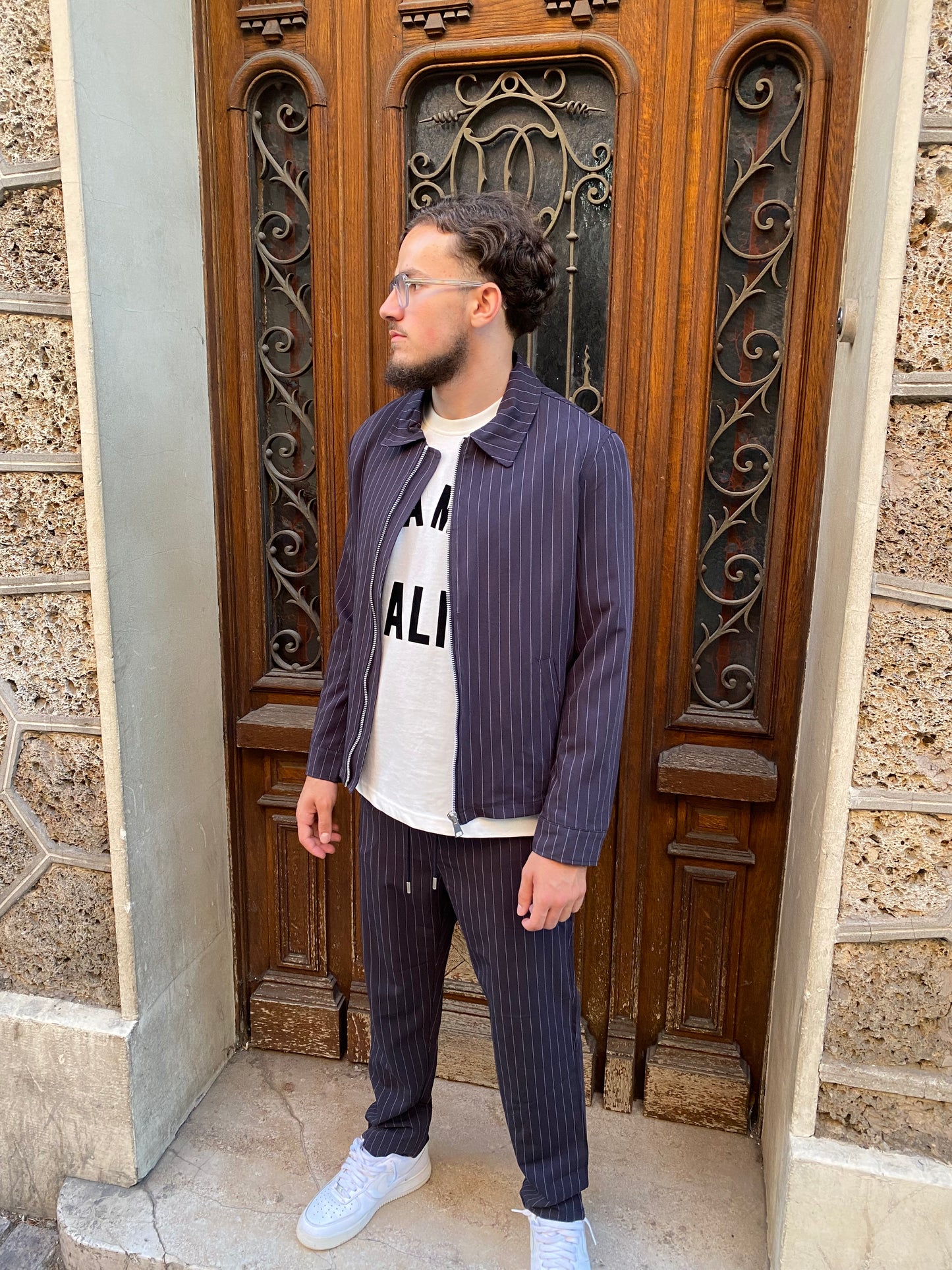 Ensembles bleu à rayures